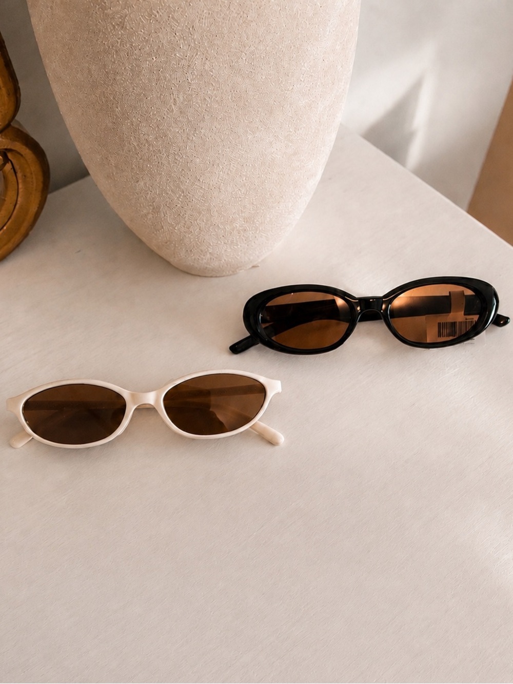 Set of 2 Skinny Brown Sunglasses - Black & White